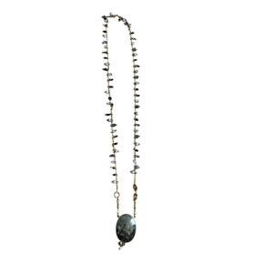 Gas Bijoux Beaded Necklace with Large Gray Stone
